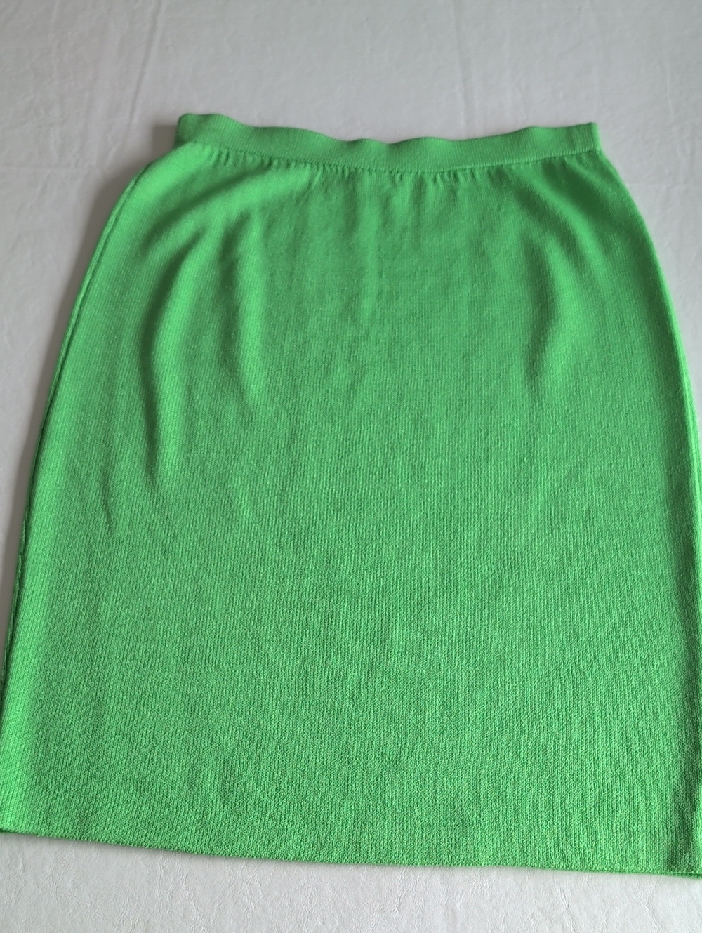 Vintage St John Collection Lime Green Wool Blend Knit Pencil Skirt Women's Sz 12